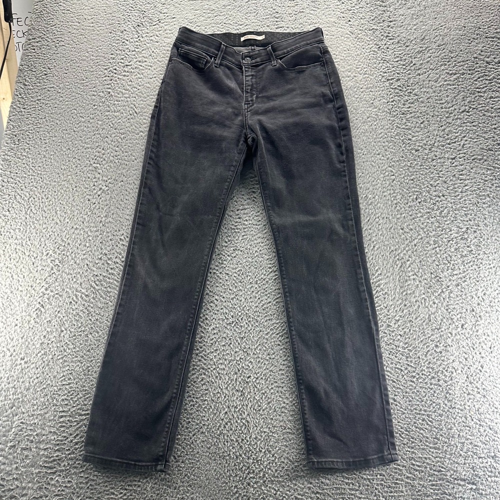 Levi's 525 Jeans Women 10 Black Cotton Denim Straight Leg Faded Stretch Workwear
